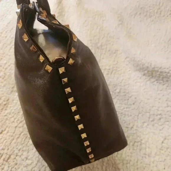 Valentino Garavani Brown Studded Satchel Tote Bag - Picture 4 of 16